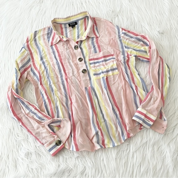 Ana colorful Striped Popover Blouse - Picture 1 of 4